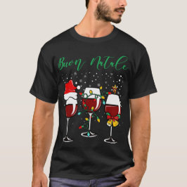 T-shirt Buon Natale Vin Festif Verre italien Noël