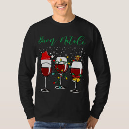 T-shirt Buon Natale Vin Festif Verre italien Noël