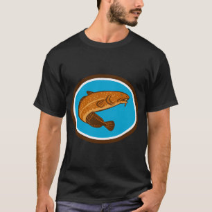 T-shirt Burbot Fish Oval Retro