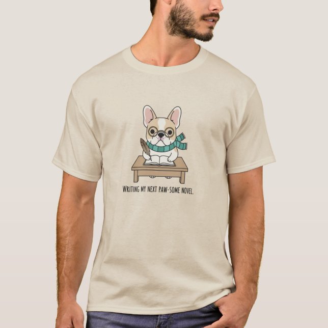 T-shirt Bureau d'écriture Whimsical Bulldog Doodle Illustr (Devant)