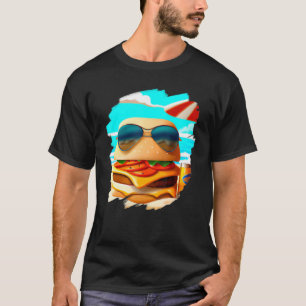 T-shirt Burger cool Chilling sur la plage Restauration rap