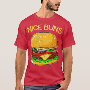 T-shirt Burger Drôle Hamburger Distressé Nice Buns Pun