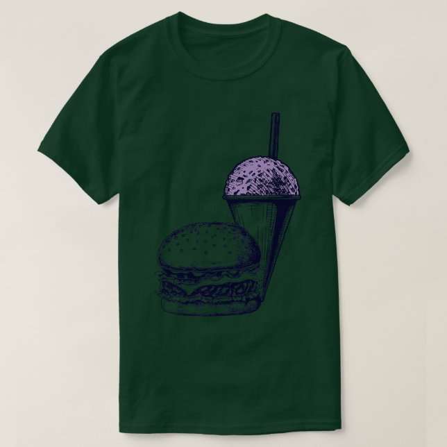 T-shirt Burger et un cône de neige (Design devant)