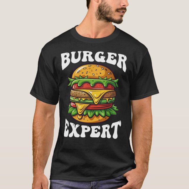 T-shirt Burger Expert Funny Hamburger Lover (Devant)