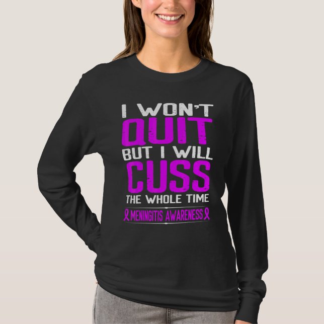 T-shirt Burgundy Ribbon Cuss Pas Quitter Meningitis A (Devant)