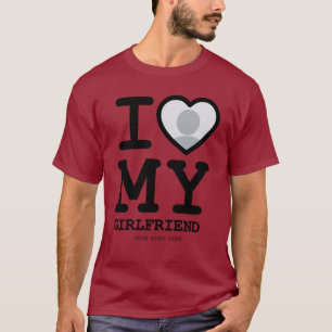 T-shirt Burgundy Rouge Noir J'aime ma petite amie Texte ph