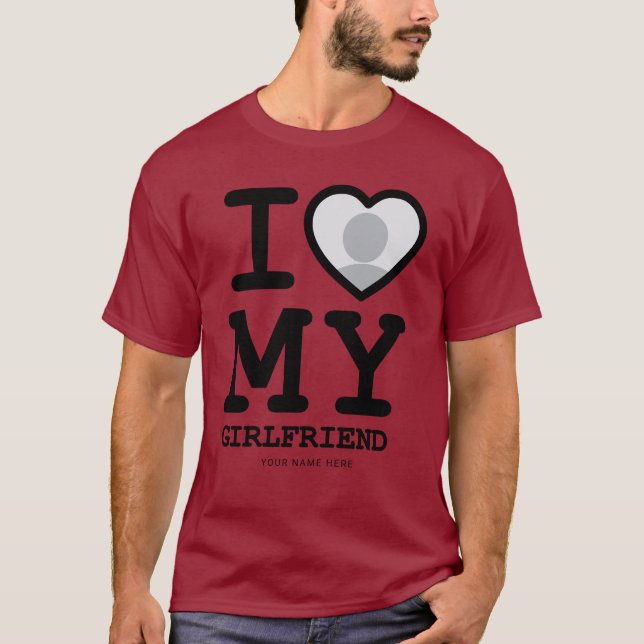 T-shirt Burgundy Rouge Noir J'aime ma petite amie Texte ph (Devant)