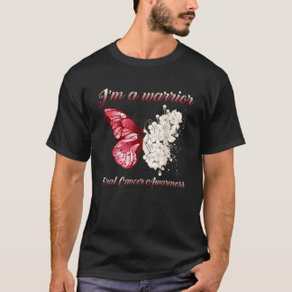 T-shirt Burgundy White Ruban Butterfly I m A Warrior Oral