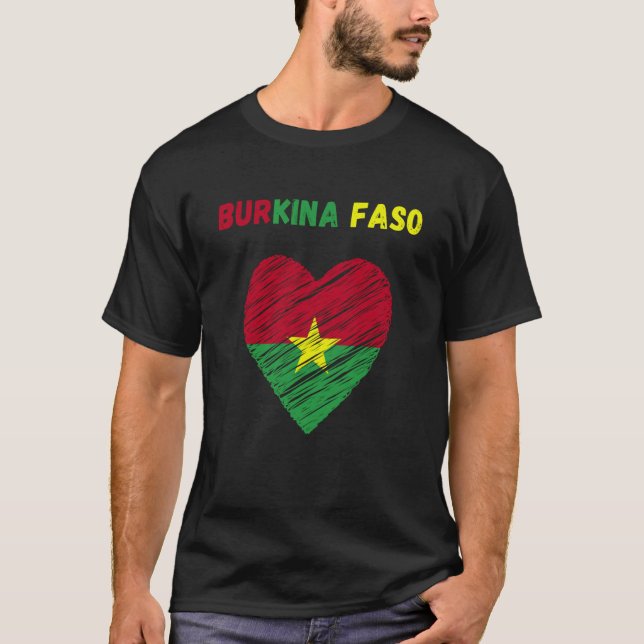 T-shirt Burkina Faso Flag Holiday Burkina Faso Heart Burki (Devant)
