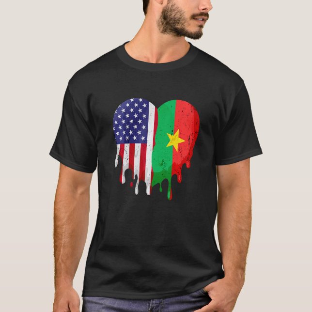 T-shirt Burkinabé Patriot Américain Cultive Pays Fondu H (Devant)