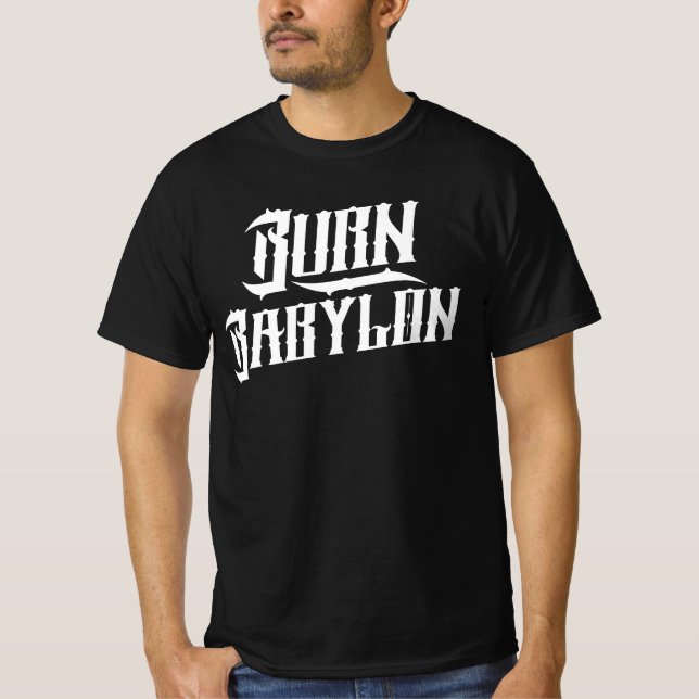 T-shirt Burn Babylon Reggae (Devant)