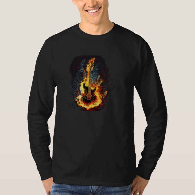 T-shirt Burning Guitar for Rock n Roll (Devant)