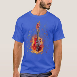 T-shirt Burning On Fire Rock Guitar Heavy Metal Music