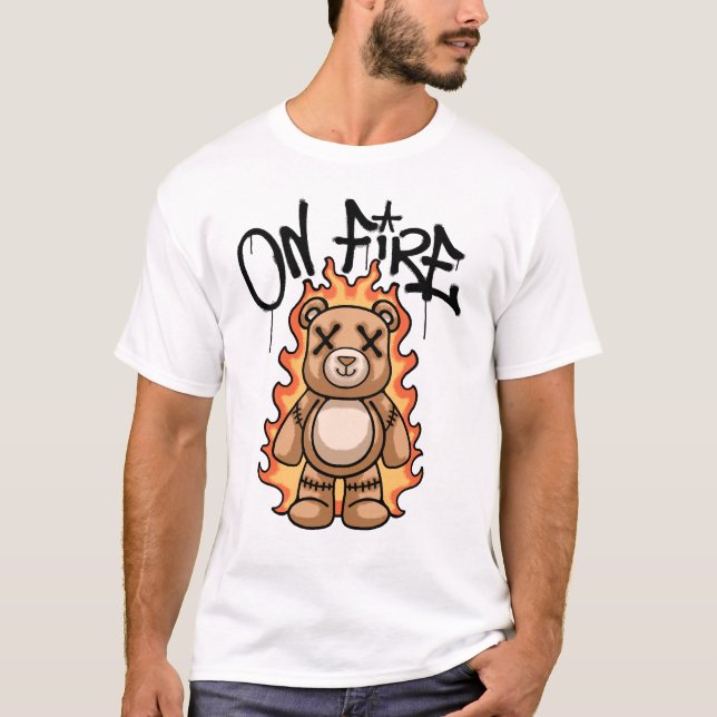 T-shirt Burning Teddy Bear streetwear (Devant)