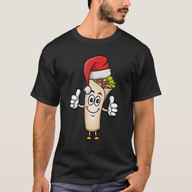 T-shirt Burrito Santa Hat Christmas Pajama Mexican Food X (Devant)