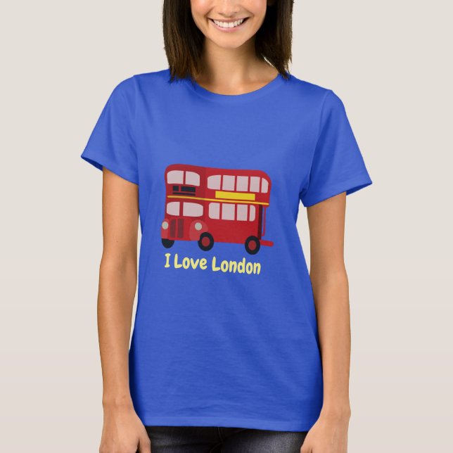 T-shirt Bus rouge Londres à deux étages illustré (Devant)