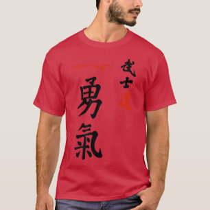 T-shirt Bushido Samurai Code Courage Japonais Calligraphie