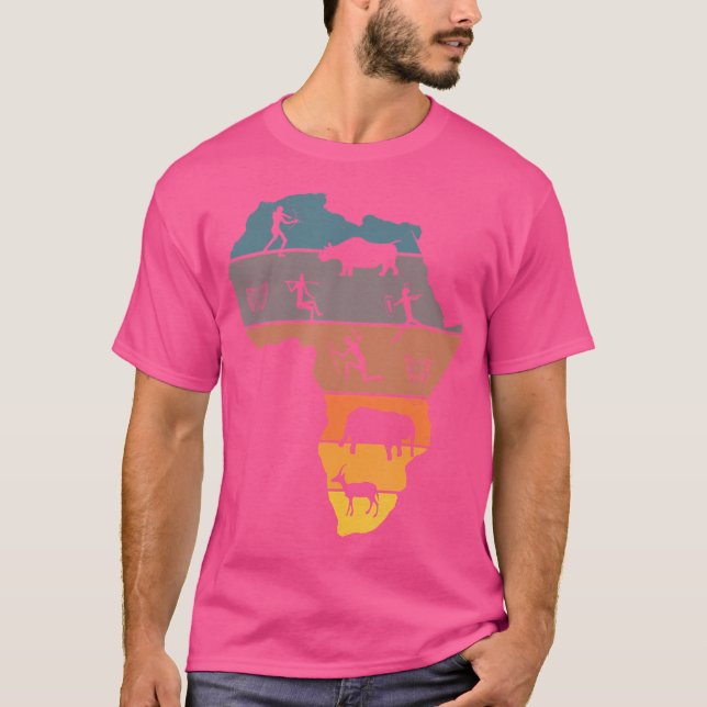 T-shirt Bushman Khoi San Hunt Art africain Djembe Drum Vin (Devant)