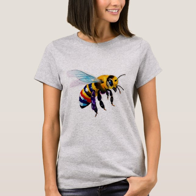 T-shirt Busy Bumble Bee Honey Bee With Iridescent Wings (Devant)