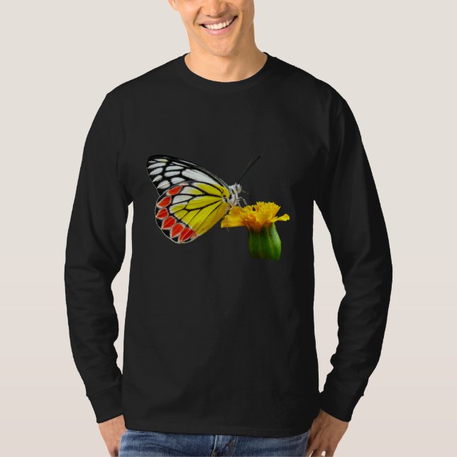 T-shirt Butterfly  Beautiful Butterfly And Marigold Flower (Devant)