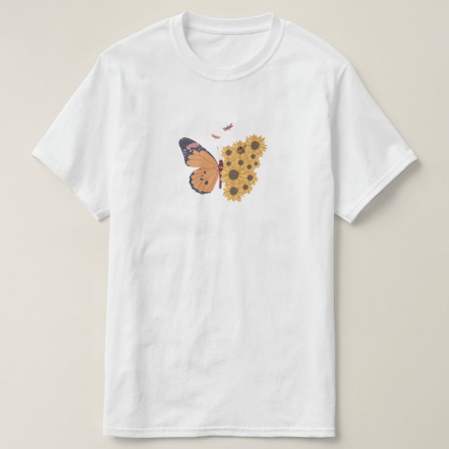 T-shirt butterfly flowers (Design devant)