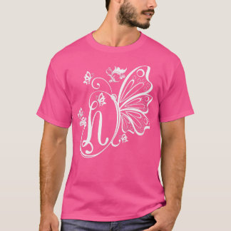 T-shirt Butterfly Grunge Fairycore Aesthetic Letter N Mono