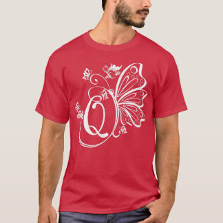 T-shirt Butterfly grunge Fairycore Aesthetic Letter Q Mono