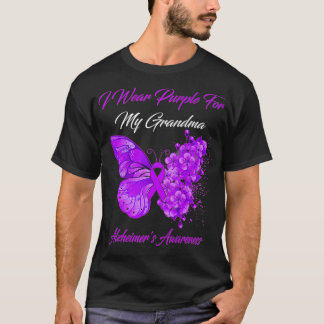 T-shirt Butterfly I Wear Purple For My Grandma Alzheimer