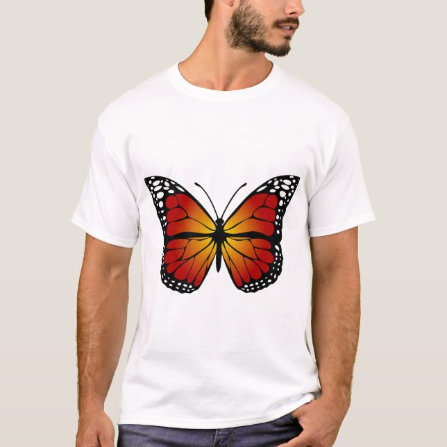 T-shirt Butterfly Monarch Abstract Artistic Line Art (Devant)