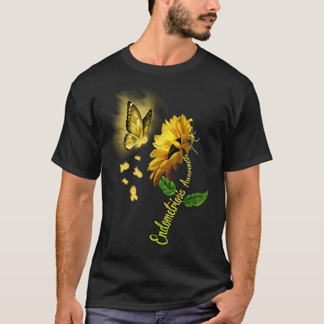 T-shirt Butterfly Sunflower Endometriosis Awareness (Devant)