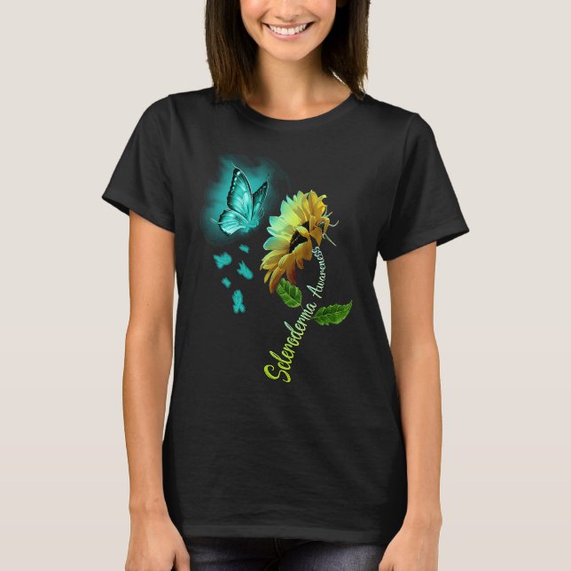T-shirt Butterfly Sunflower Scleroderma Awareness (Devant)