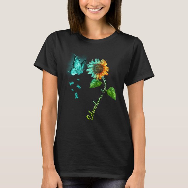 T-shirt Butterfly Sunflower Scleroderma Awareness (Devant)