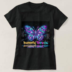 T-shirt Butterfly Tees Co. Chemise Papillon Néon 0047797