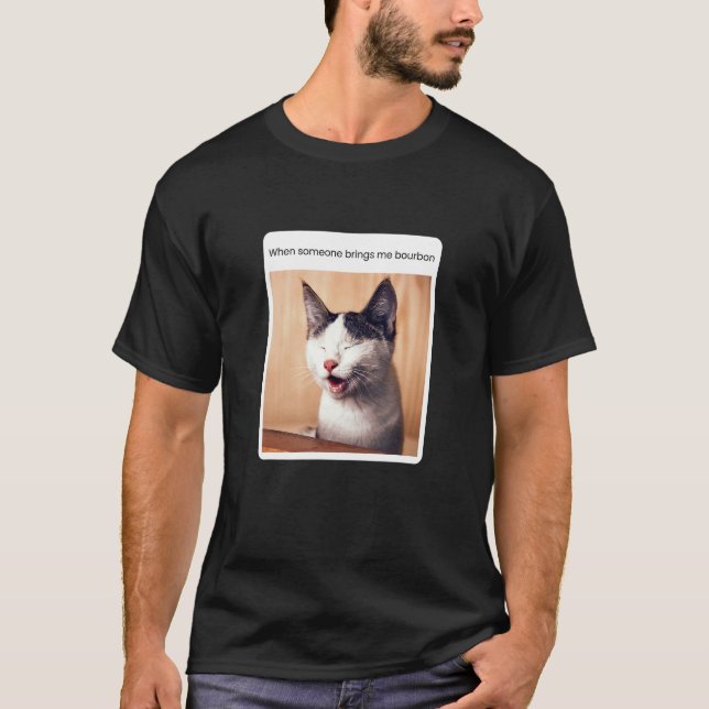 T-shirt Buveur de Bourbon Chat Mème Alcool (Devant)