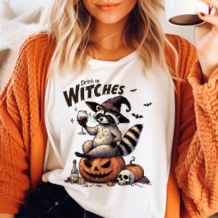 T-shirt Buvez les Sorcières Vintage Raton laveur Halloween