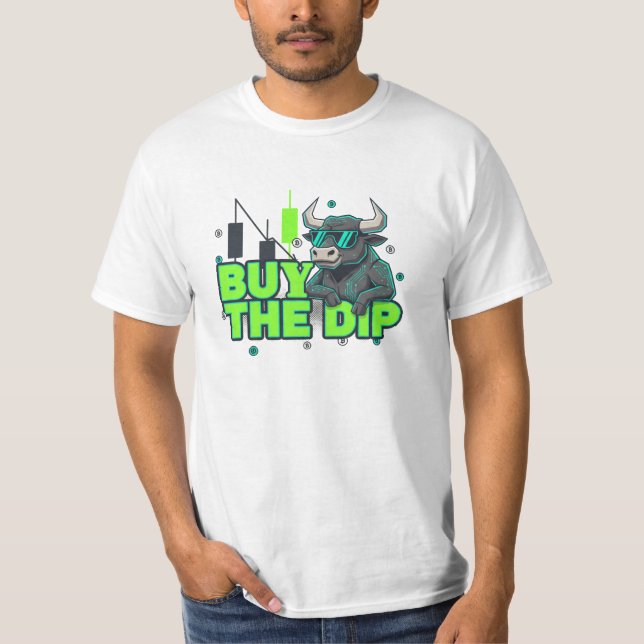 T-shirt Buy The Dip Crypto Bull (Devant)