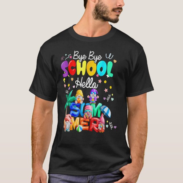 T-shirt Bye Bye School Bonjour Été Dernier Jour De L'École (Devant)