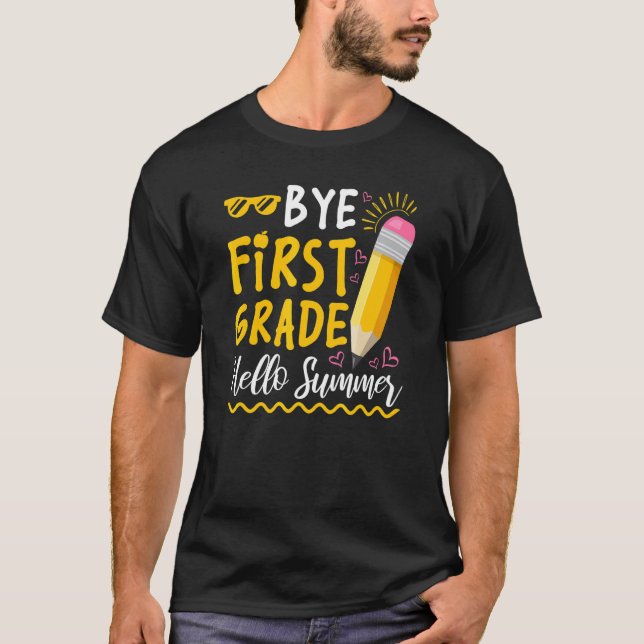 T-shirt Bye Première Année Bonjour Été Joyeux Dernier Jour (Devant)