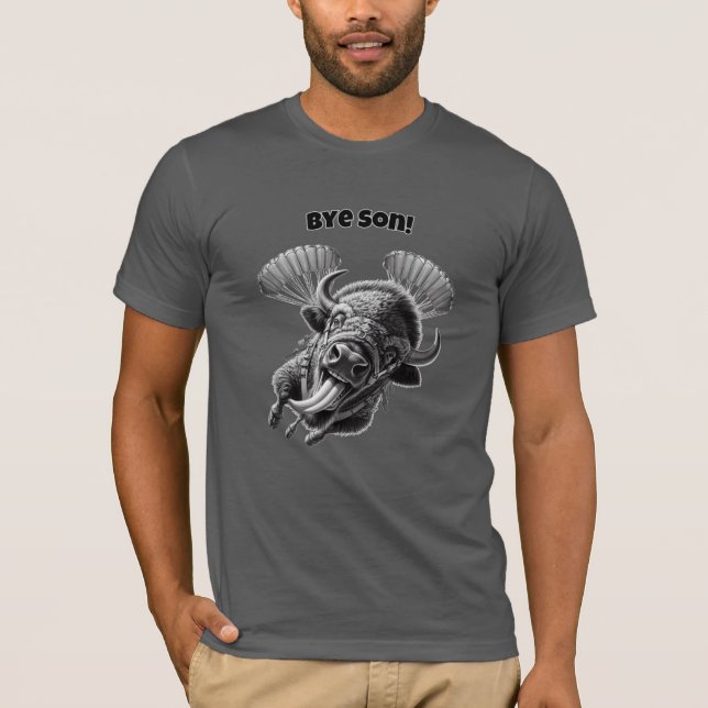 T-shirt “Bye, Son!” Skydiving Bison Pun – Funny Animal (Devant)