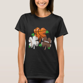 T-shirt Bysketbyll Bysebyll Footbyll Shamrock Patricks Day