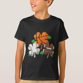 T-shirt Bysketbyll Bysebyll Footbyll Shamrock Patricks Day