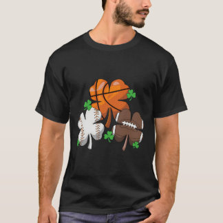 T-shirt Bysketbyll Bysebyll Footbyll Shamrock Patricks Day