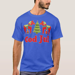 T-shirt Bzlg Dala Cheval Dieu Jul Arbre de Noël Joyeux Noë