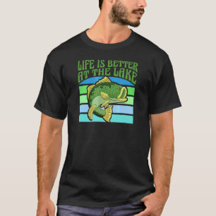 T-shirt Cabine de pêche au bar au lac Camping