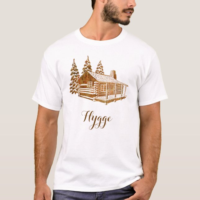 T-shirt Cabine de rondin confortable - Hygge ou votre (Devant)