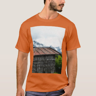T-shirt Cabine Hut Wood Paysage Nature Mountains