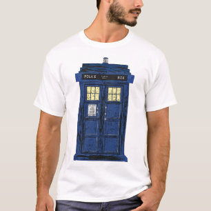 T-shirt Cabine téléphonique publique de police bleue -