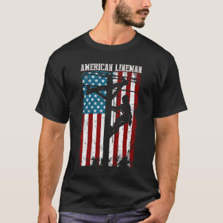 T-shirt Câble électrique drapeau américain ligne patriotiq