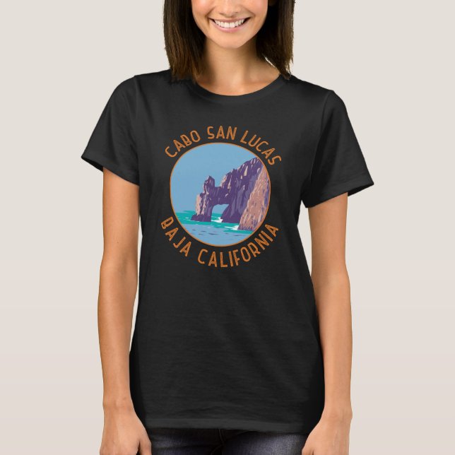 T-shirt Cabo San Lucas Arch Mexique Retro Cercle en détres (Devant)
