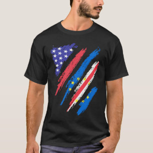 T-shirt Cabo Verdean Patriot Américain Cultivé Heart Flag 